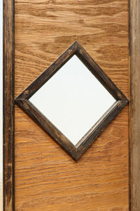 古色の色づきが味わいあるガラス入り二つ折り衝立 DC8479