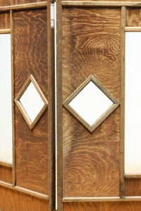 古色の色づきが味わいあるガラス入り二つ折り衝立 DC8479