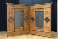 古色の色づきが味わいあるガラス入り二つ折り衝立 DC8479