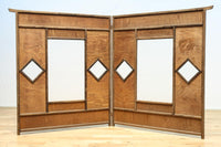 古色の色づきが味わいあるガラス入り二つ折り衝立 DC8479