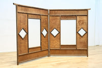 古色の色づきが味わいあるガラス入り二つ折り衝立 DC8479