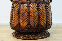 編み目模様が美しい両持ち手付の大きな花カゴ DC8522