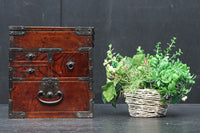 引き出し前面の杢目が美しい風格漂う硯箱 DC8673