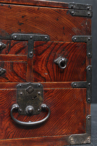 引き出し前面の杢目が美しい風格漂う硯箱 DC8673