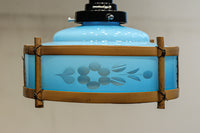 水色ガラスを竹フレームで飾る風流な電笠 DC8708