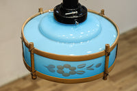 水色ガラスを竹フレームで飾る風流な電笠 DC8708