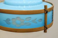 水色ガラスを竹フレームで飾る風流な電笠 DC8708