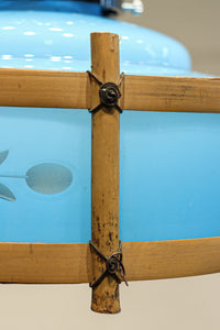 水色ガラスを竹フレームで飾る風流な電笠 DC8708