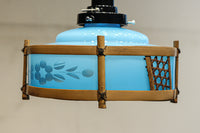 水色ガラスを竹フレームで飾る風流な電笠 DC8708