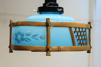 水色ガラスを竹フレームで飾る風流な電笠 DC8708