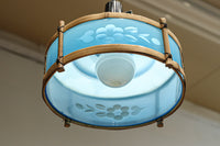 水色ガラスを竹フレームで飾る風流な電笠 DC8708