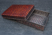 鮮やかな編み目模様の味わい溢れる竹編みの文入れ DC8779
