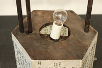 崩し文字で文章を書いた和紙付き六角型行灯(あんどん) DC8811