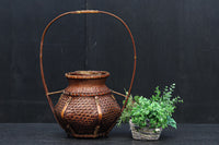 大きな持ち手と籠目模様で華のある花カゴ DC8855 在庫1組