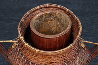 大きな持ち手と籠目模様で華のある花カゴ DC8855 在庫1組