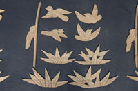 鳥と笹の葉のレリーフ彫刻9個セット DC8891b 在庫2組