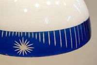 大正浪漫!! 鮮やかな青色ガラスが映える乳白ガラス切子の電笠 DC8895