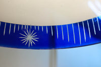 大正浪漫!! 鮮やかな青色ガラスが映える乳白ガラス切子の電笠 DC8895