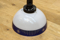 大正浪漫!! 鮮やかな青色ガラスが映える乳白ガラス切子の電笠 DC8895