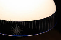 大正浪漫!! 鮮やかな青色ガラスが映える乳白ガラス切子の電笠 DC8895