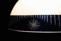 大正浪漫!! 鮮やかな青色ガラスが映える乳白ガラス切子の電笠 DC8895