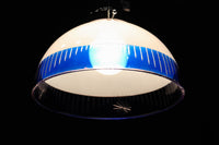 大正浪漫!! 鮮やかな青色ガラスが映える乳白ガラス切子の電笠 DC8895