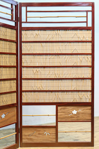 繊細な簾の造りをした風情のある大型サイズ衝立 DC8908