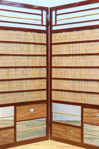 繊細な簾の造りをした風情のある大型サイズ衝立 DC8908