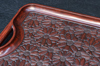 花模様を散りばめた風合い溢れる鎌倉彫の長手盆 DC8921