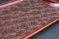 花模様を散りばめた風合い溢れる鎌倉彫の長手盆 DC8921