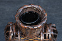 一輪挿しに!! 小型の壁掛け竹編み花カゴ DC8954