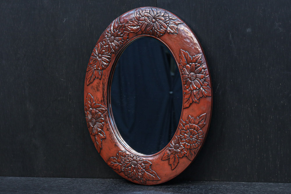 美しい花彫刻が華やかな鎌倉彫の壁掛け鏡 DC8956 – 古福庵 [ KOFUKUAN