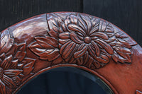 美しい花彫刻が華やかな鎌倉彫の壁掛け鏡 DC8956