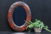 美しい花彫刻が華やかな鎌倉彫の壁掛け鏡 DC8956