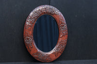 美しい花彫刻が華やかな鎌倉彫の壁掛け鏡 DC8956