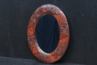 美しい花彫刻が華やかな鎌倉彫の壁掛け鏡 DC8956