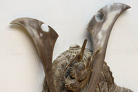 大珍品!!龍を装飾した迫力のある兜の大振りの彫刻飾り DC9025