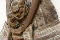 大珍品!!龍を装飾した迫力のある兜の大振りの彫刻飾り DC9025