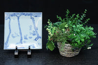 風景や植物の模様で味わいのある古伊万里の染付角皿 DC9268a-k 在庫(a:1 b:1商談中 c:0 d:1商談中 e:1商談中 f:1商談中 g:0 h:1 i:0 j:1 k:0)脚