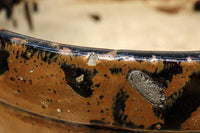 茶に黒の釉薬模様が浮かぶ個性的な器の3脚火鉢 DC9312