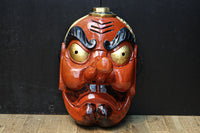 大型!!珍品!!鮮やかな色彩で気迫溢れる表情の木彫り天狗面 DC9534