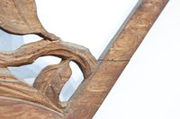 扇枠に椿と蓮と菊が描かれた華やかな彫刻欄間 E9959a 在庫1枚