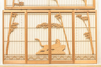 勇ましく凛々しさのある竹虎を描いた木地色の欄間・書院セット EZ1730 在庫5枚1組