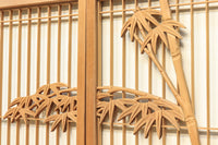 勇ましく凛々しさのある竹虎を描いた木地色の欄間・書院セット EZ1730 在庫5枚1組