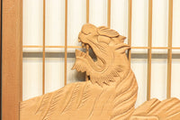 勇ましく凛々しさのある竹虎を描いた木地色の欄間・書院セット EZ1730 在庫5枚1組