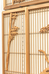 勇ましく凛々しさのある竹虎を描いた木地色の欄間・書院セット EZ1730 在庫5枚1組