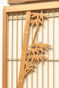 勇ましく凛々しさのある竹虎を描いた木地色の欄間・書院セット EZ1730 在庫5枚1組