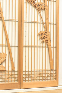 勇ましく凛々しさのある竹虎を描いた木地色の欄間・書院セット EZ1730 在庫5枚1組