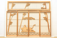 勇ましく凛々しさのある竹虎を描いた木地色の欄間・書院セット EZ1730 在庫5枚1組