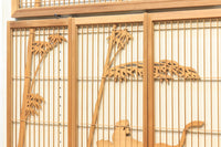 勇ましく凛々しさのある竹虎を描いた木地色の欄間・書院セット EZ1730 在庫5枚1組